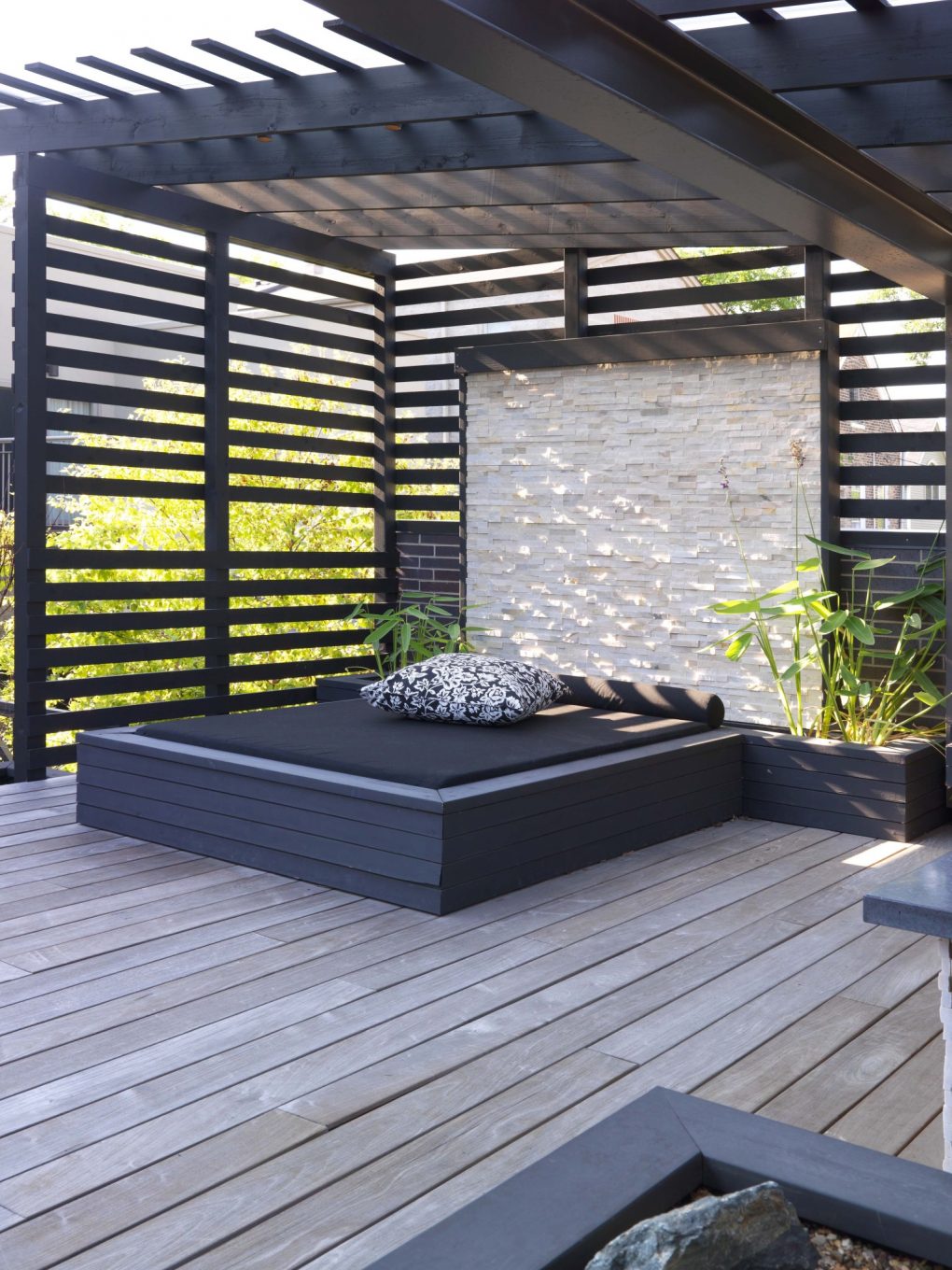modern slatted pergola