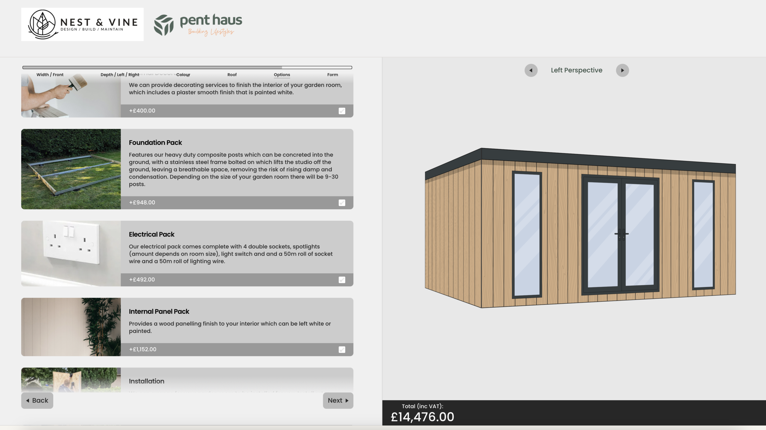 Garden Room Configurator Extras