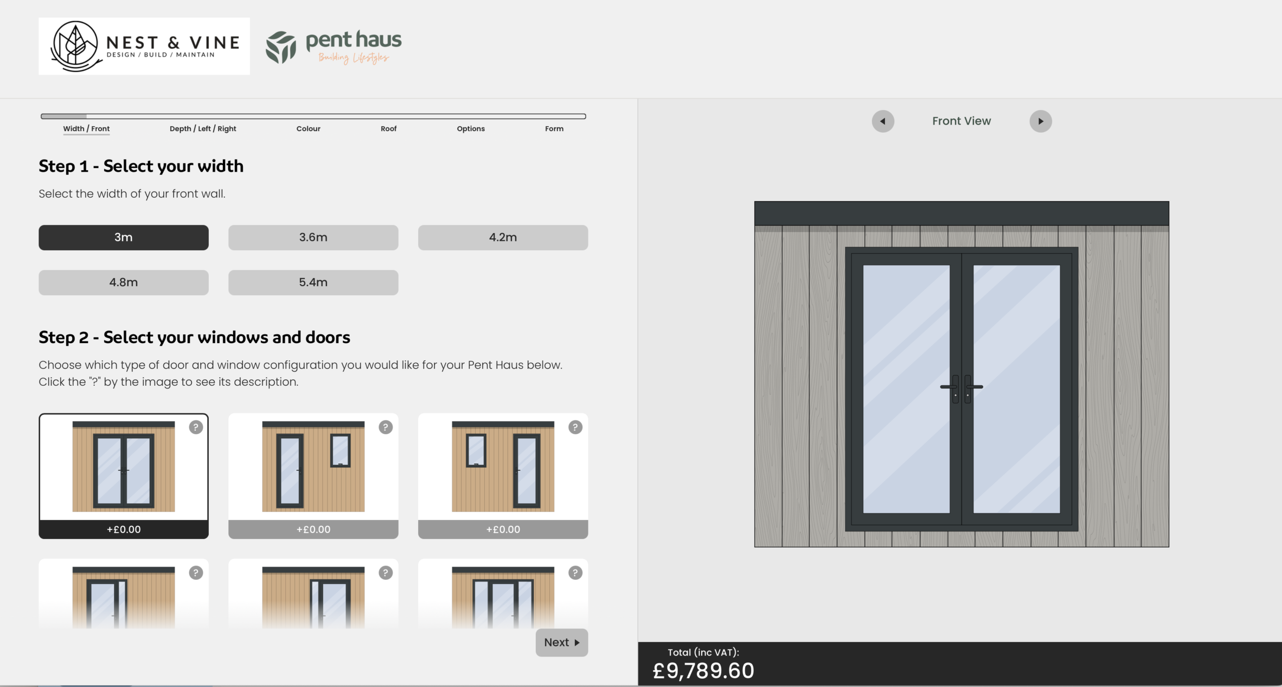 Nest and Vine Pent Haus Configurator